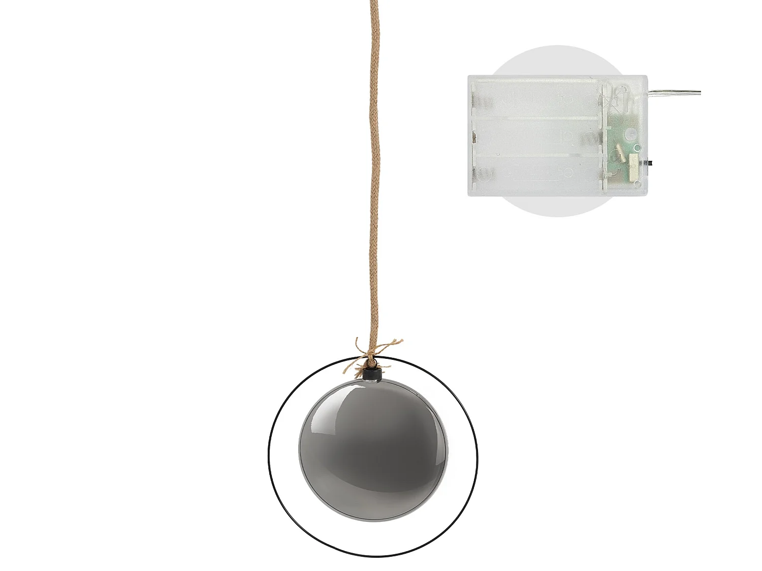 Boule de Noël suspendue avec LED décoration de Noël en verre noir/gris Ø18 cm