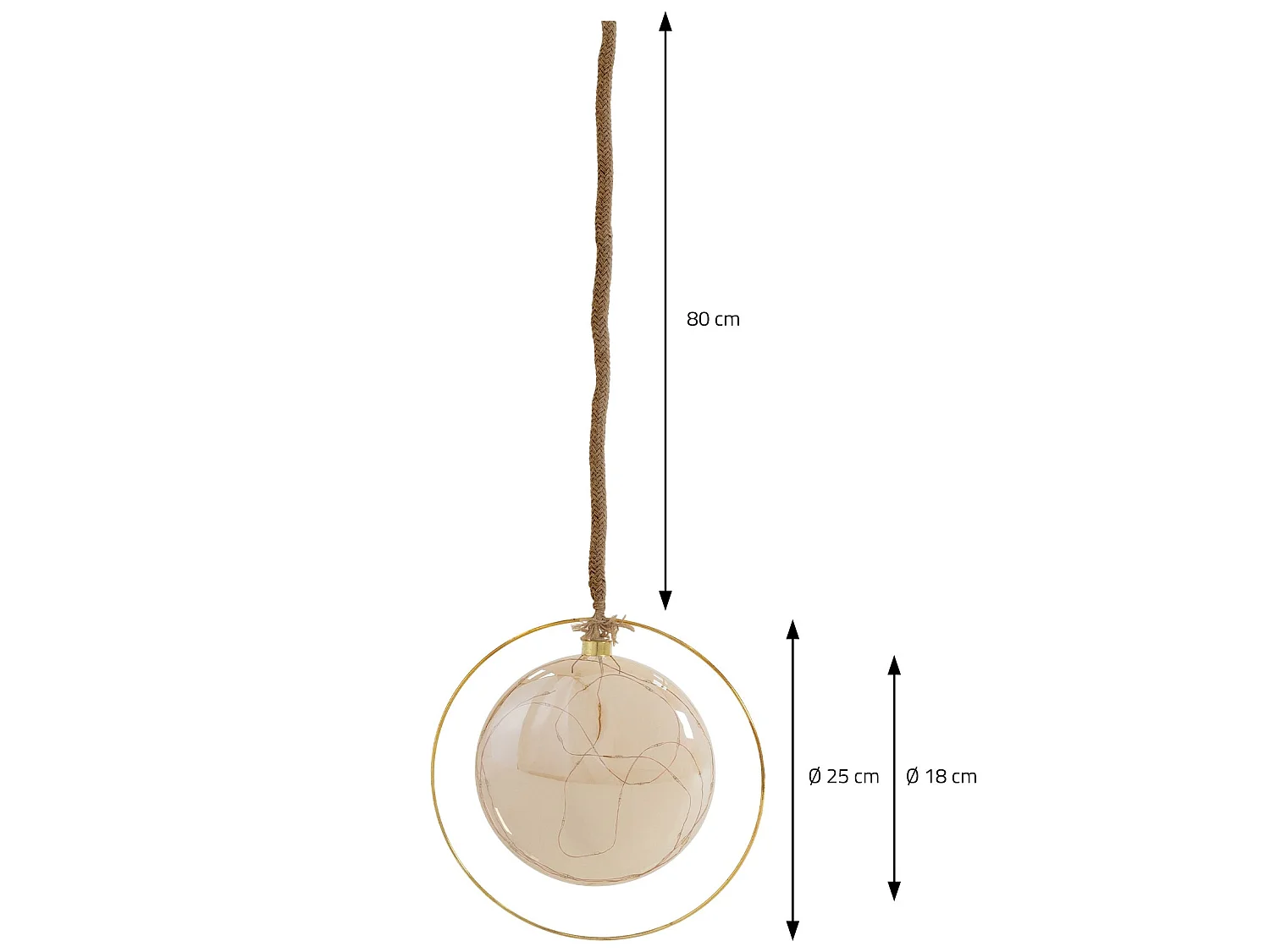 Boule de Noël suspendue avec LED décoration de Noël en verre doré Ø18 cm