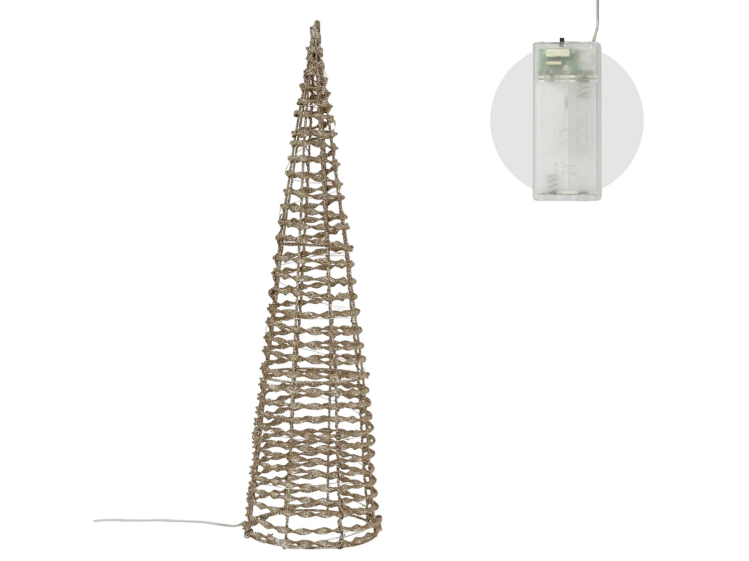Lot de 2 cônes lumineux LED décoration de Noël pyramide d'hiver doré 60 cm 80 cm