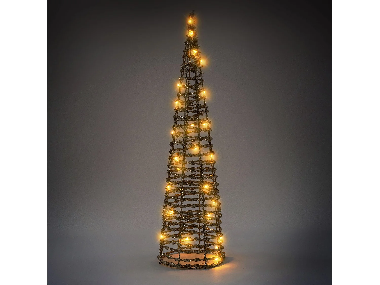 Lot de 2 cônes lumineux LED décoration de Noël pyramide d'hiver doré 60 cm 80 cm
