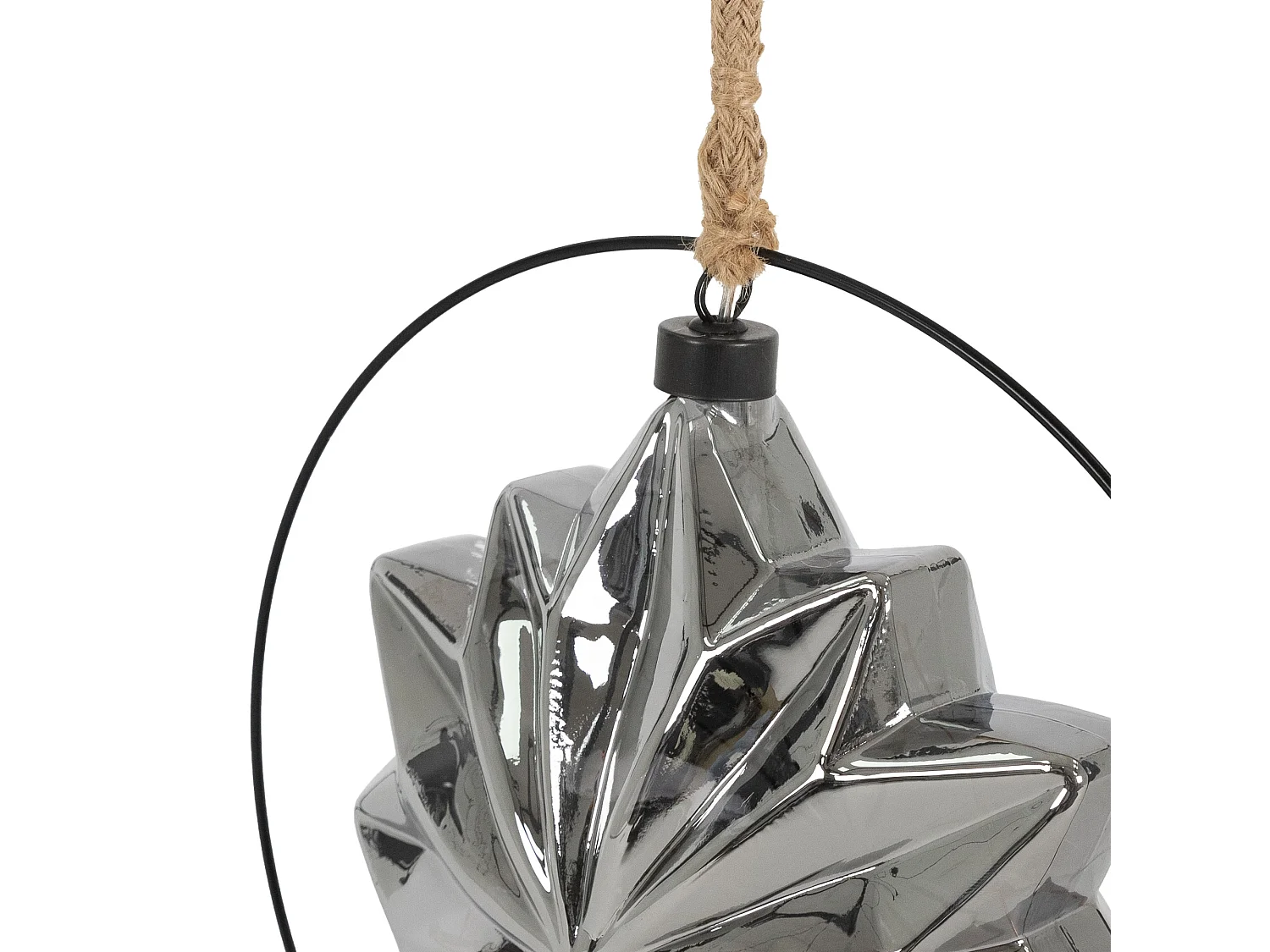 Decorazione per Natale stella in vetro luminosa LED con corda e timer Ø 18 cm