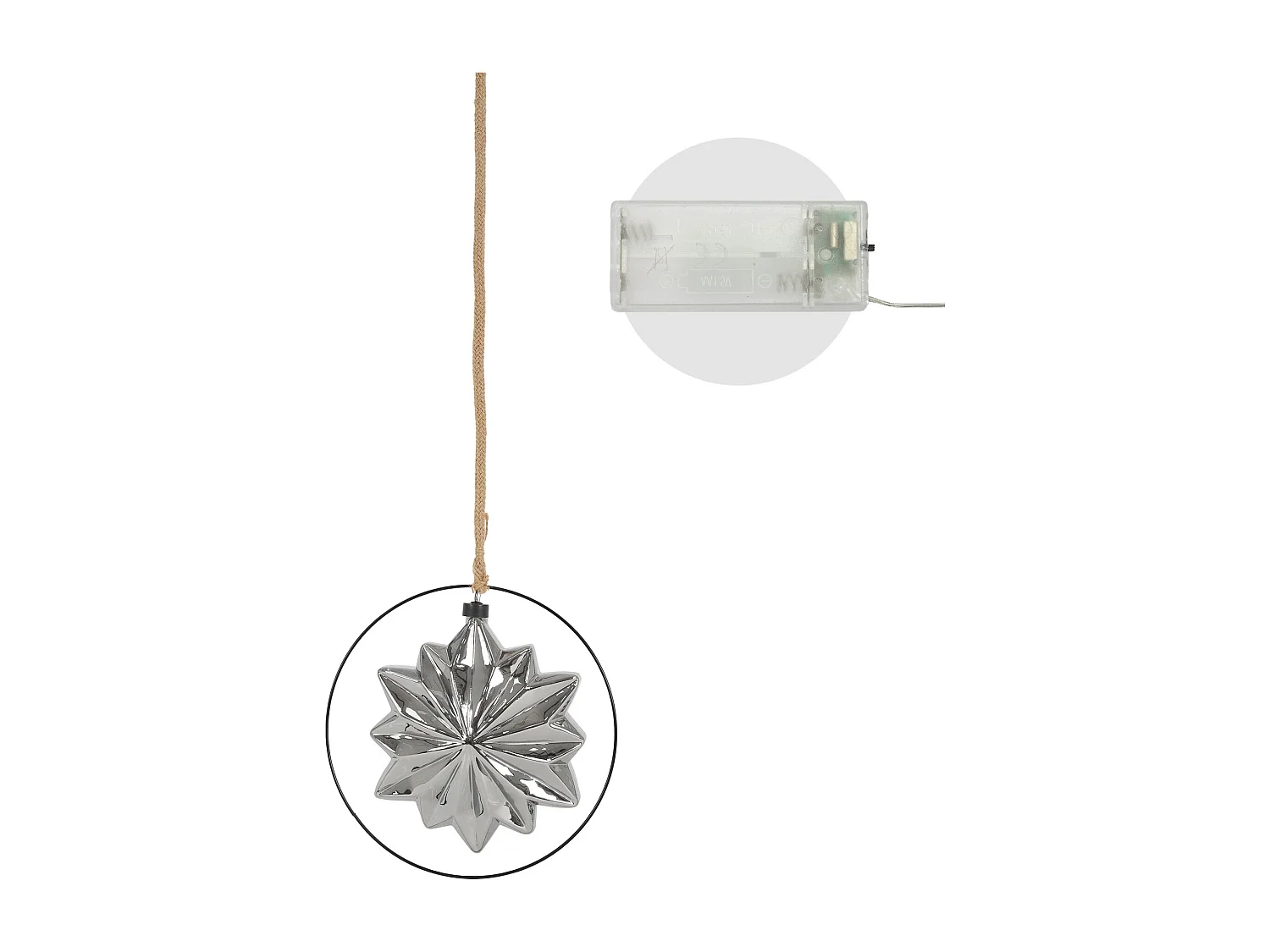 Decorazione per Natale stella in vetro luminosa LED con corda e timer Ø 18 cm