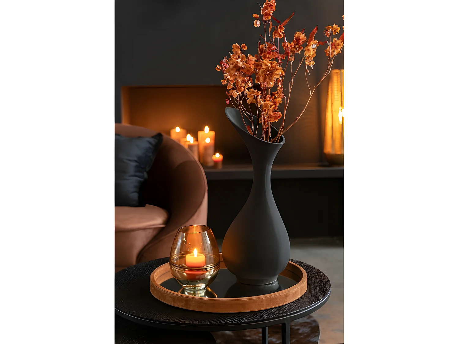 Vase rugueux en aluminium 26x23x61 cm