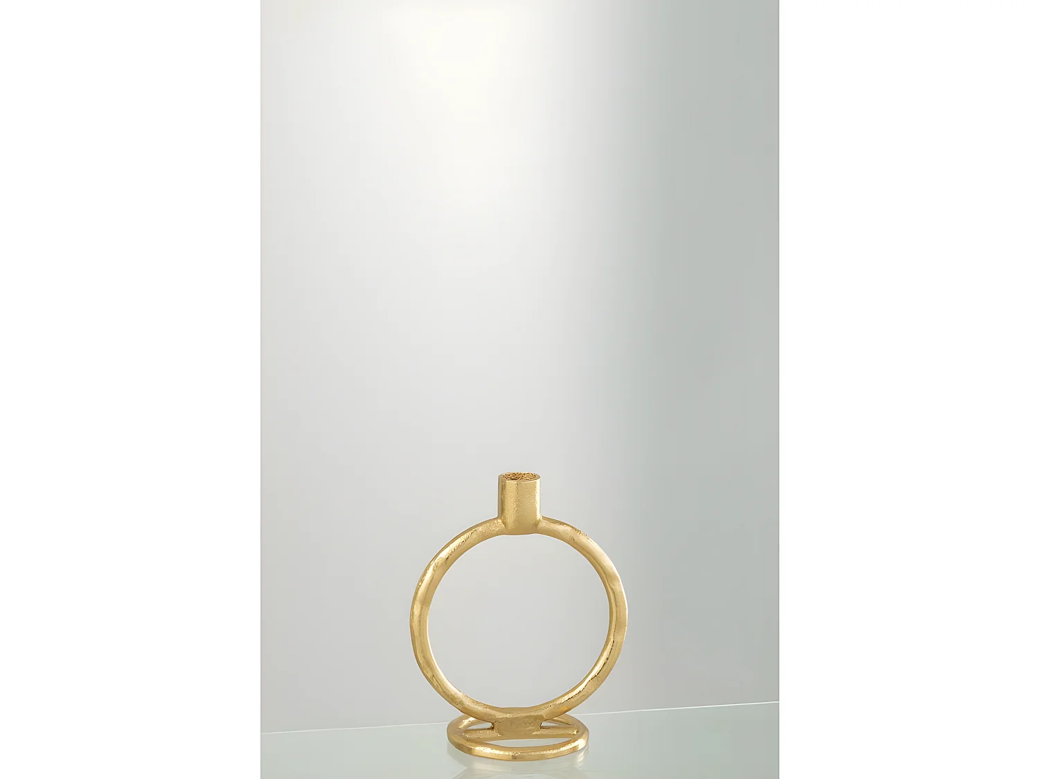 Candelabro anillo de aluminio dorado 15.5x10x19 cm