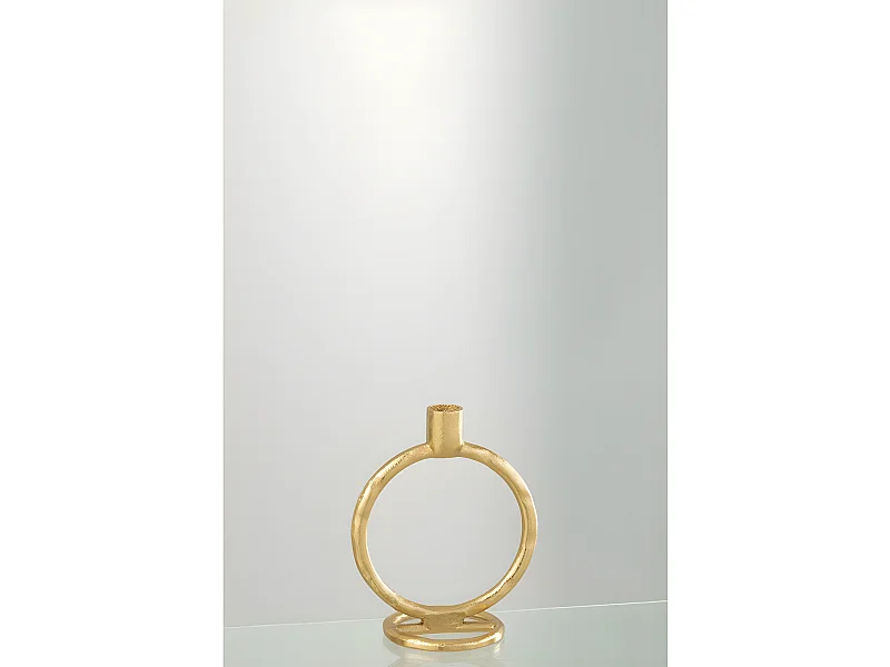 Candelabro anillo de aluminio dorado 15.5x10x19 cm