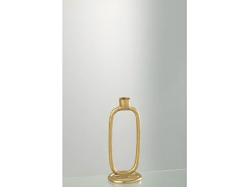 Candelabro ovalado de aluminio dorado de 10x10x24 cm