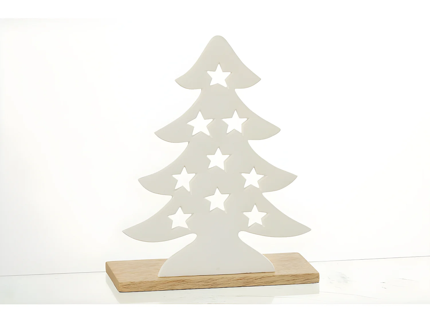 Bougeoir sapin de Noël en Aluminium Blanc 21x9x25,5cm