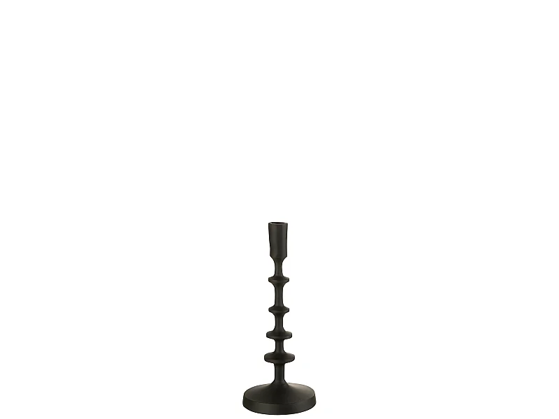 Candelabro a 1 candela in alluminio nero 12x32cm
