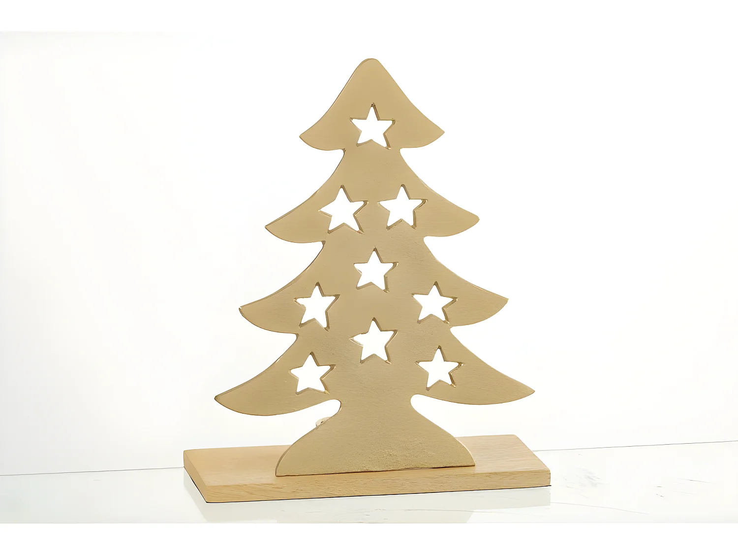 Bougeoir sapin en aluminium doré 21x9x25.5 cm