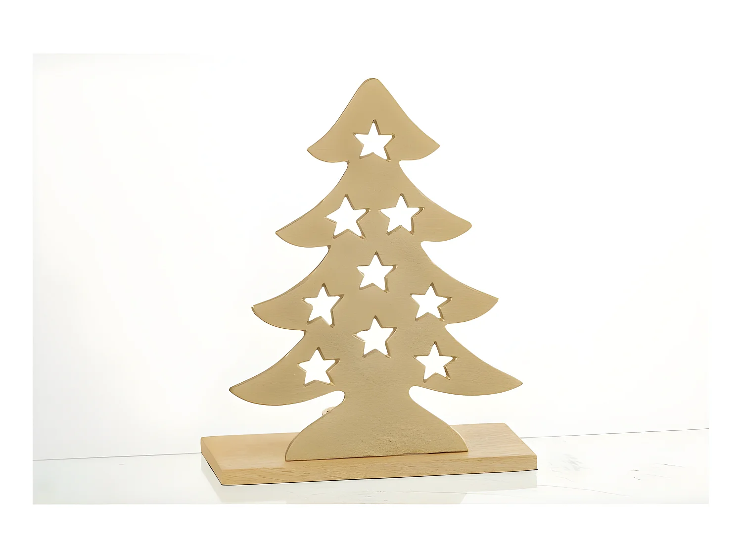 Bougeoir sapin en aluminium doré 21x9x25.5 cm