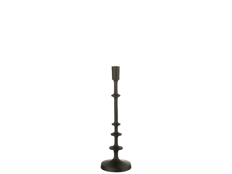 Candelabro a 1 candela in alluminio nero 12x42cm