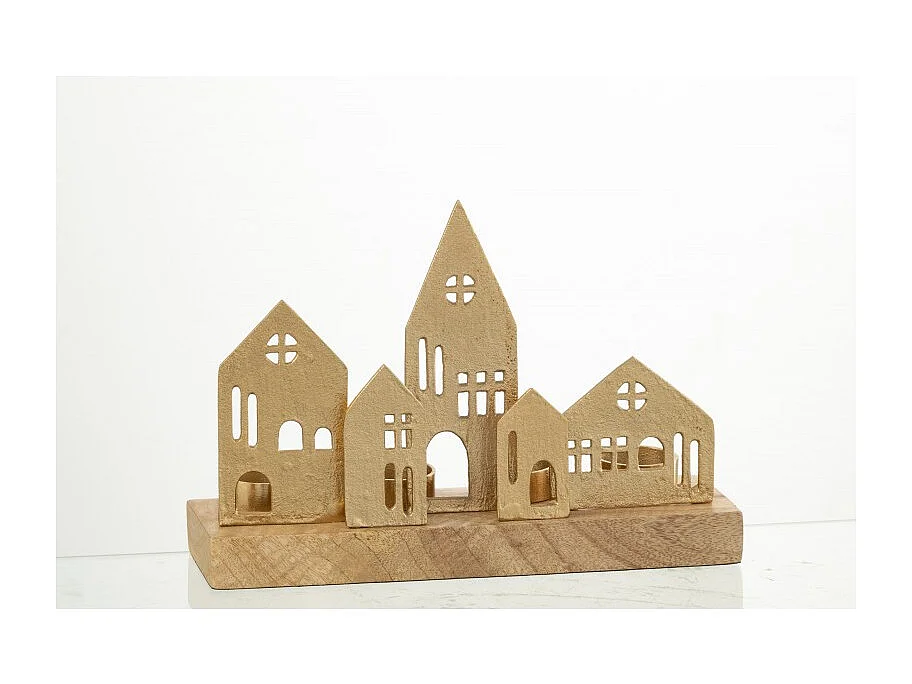 Candeliere House in alluminio dorato 30x9x20cm