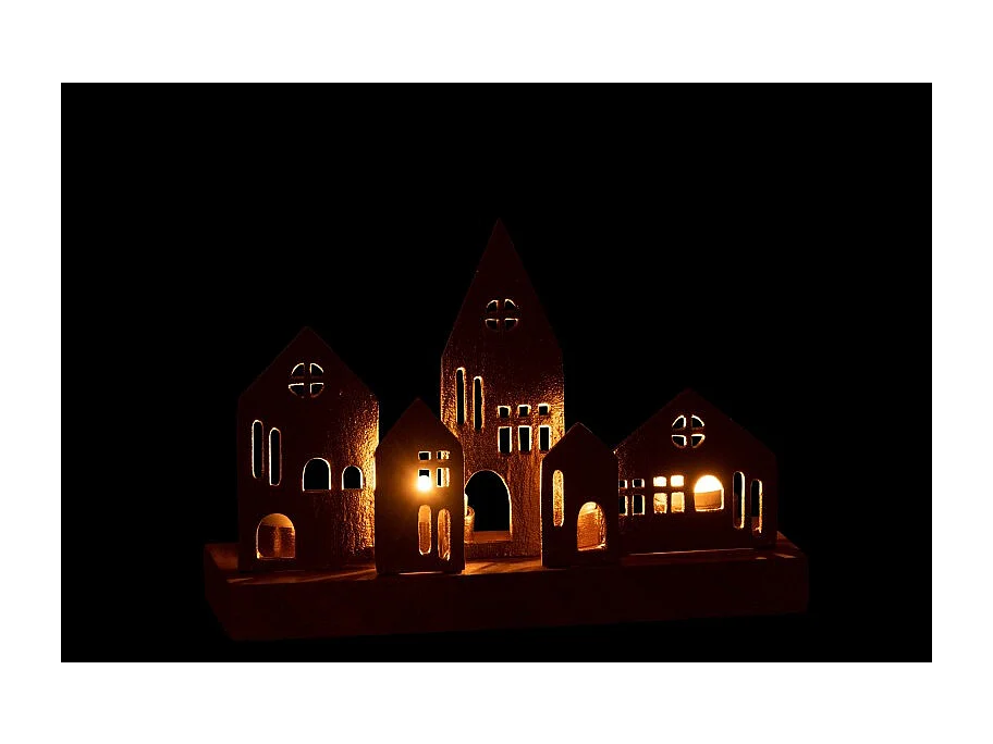 Candeliere House in alluminio dorato 30x9x20cm