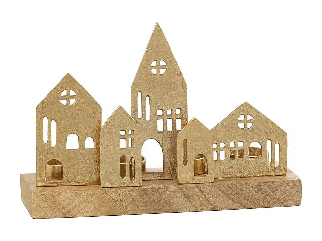 Candeliere House in alluminio dorato 30x9x20cm