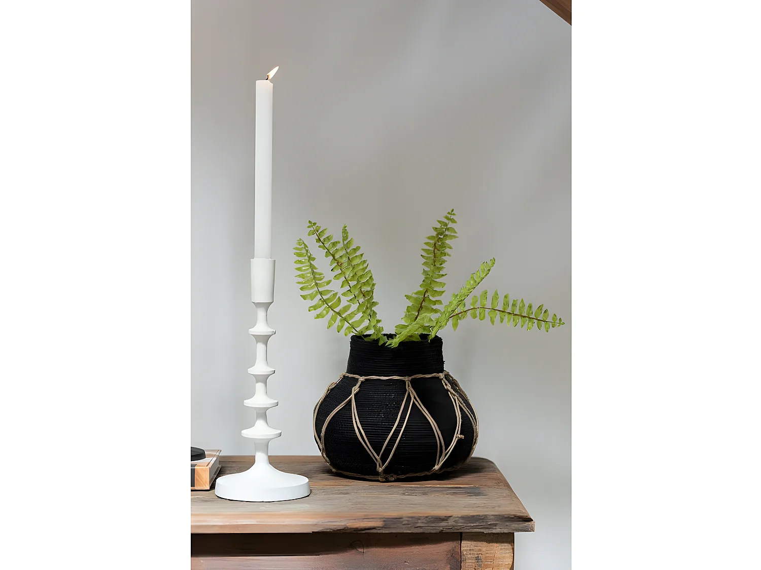 Lámpara de araña de 1 vela de aluminio blanco de 42 cm de altura