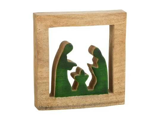 Presepe di Natale in legno verde 20x19.5x3.5 cm