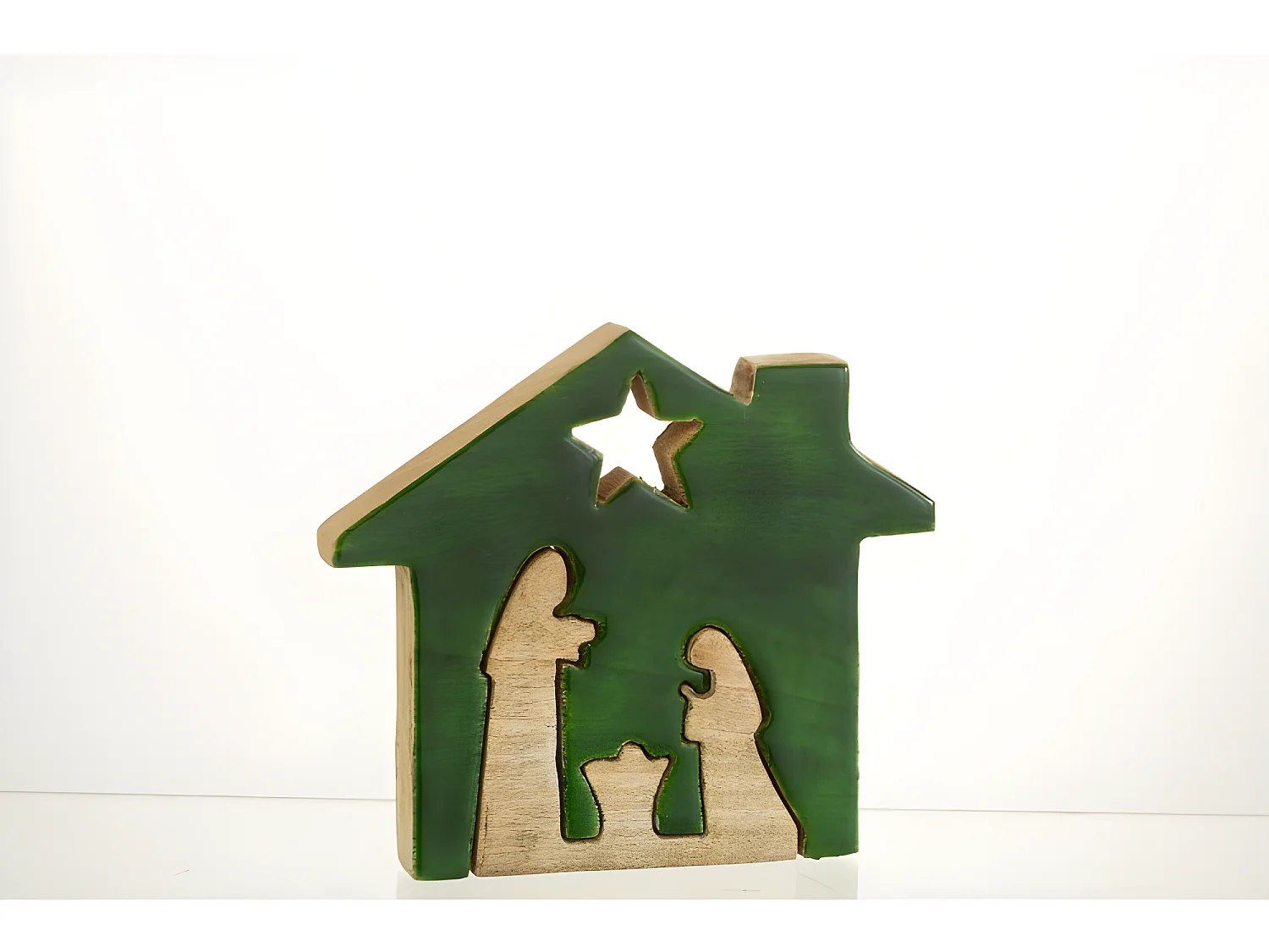 Puzzle presepe casa in legno verde 19x16x4 cm