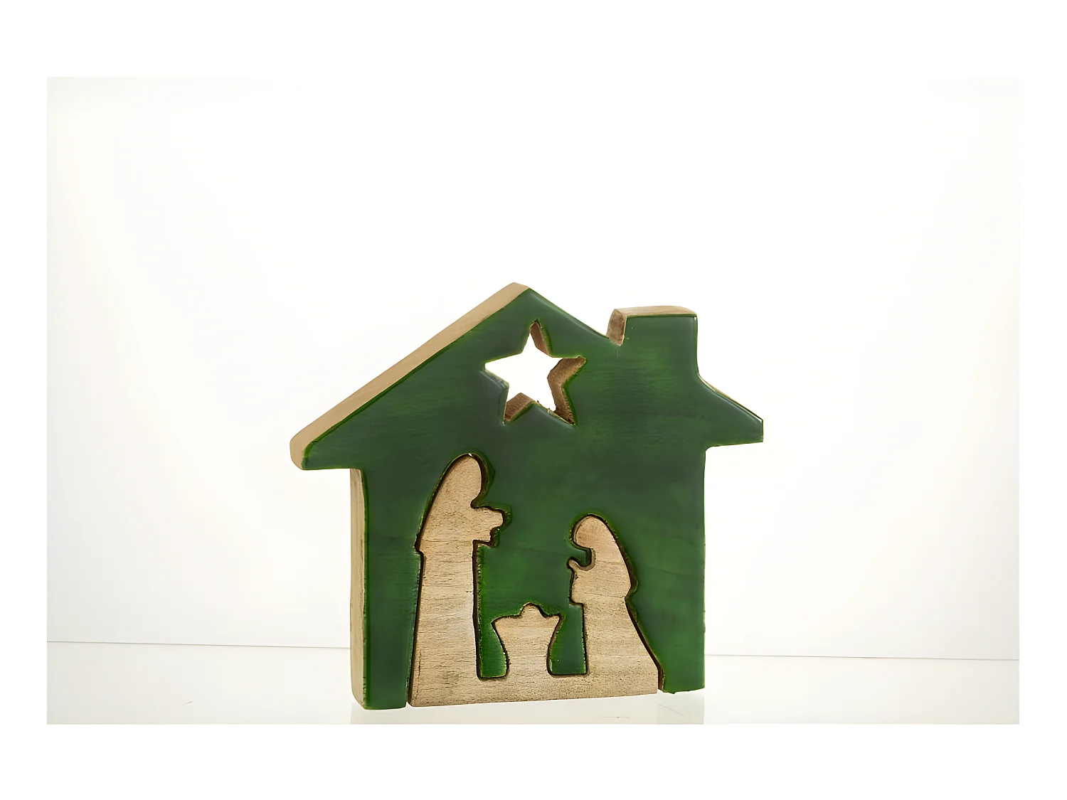 Puzzle presepe casa in legno verde 19x16x4 cm
