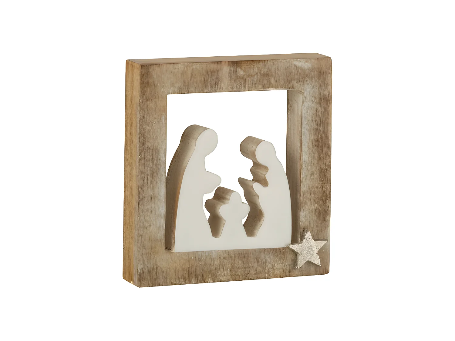 Presepe di Natale in legno bianco 3,5x20x21 cm