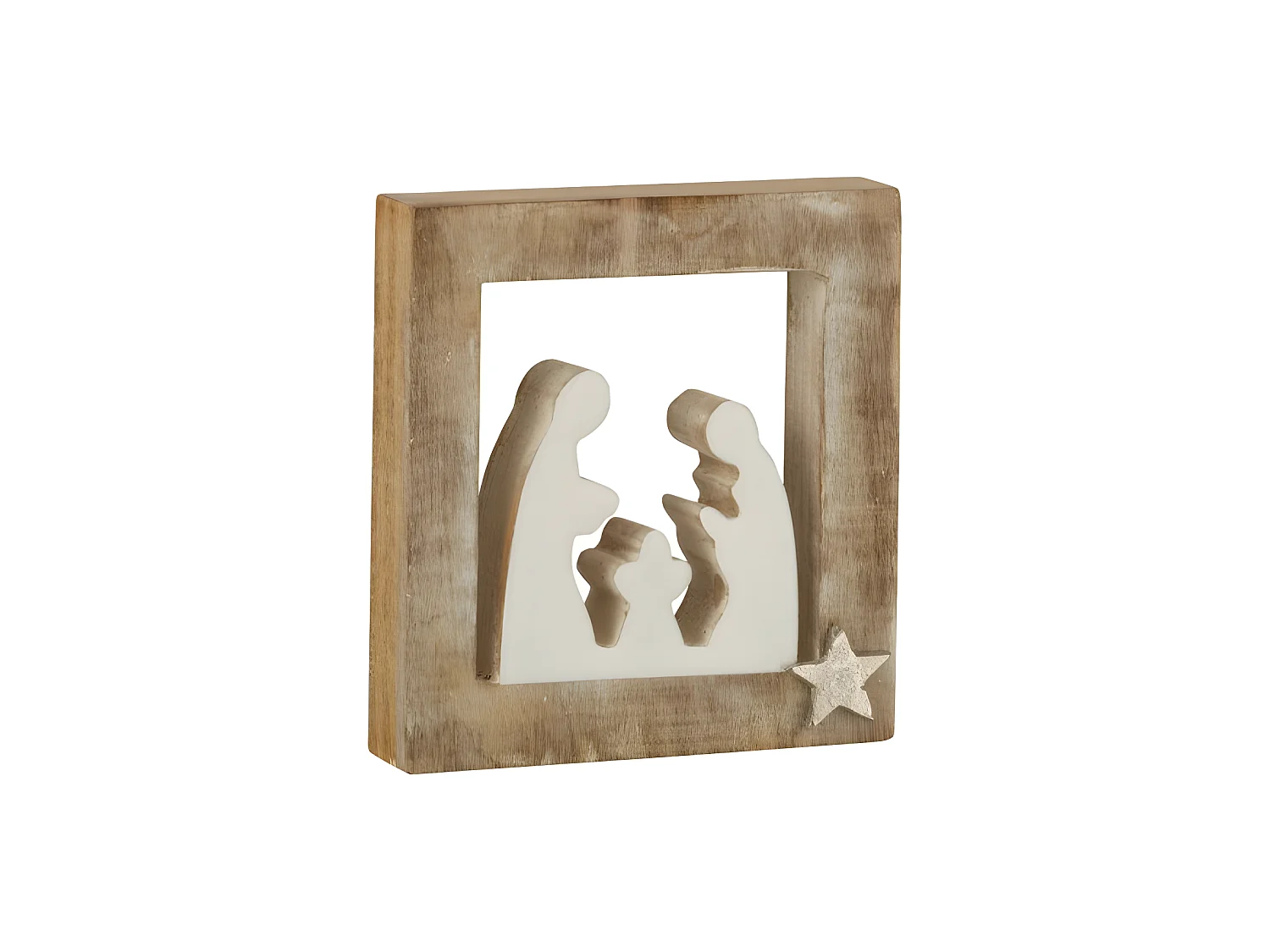 Pesebre de Navidad de madera blanca de 3.5x20x21 cm