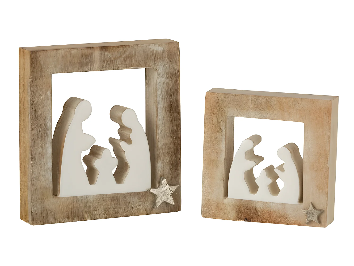Presepe di Natale in legno bianco 3,5x20x21 cm