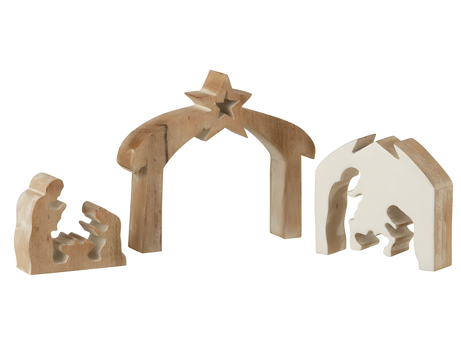 Presepe di Natale in legno bianco 3,5x20x21 cm