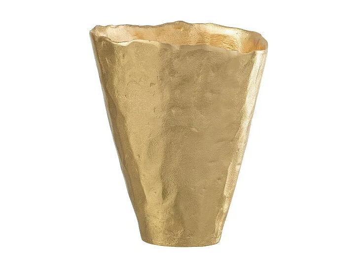 Jarrón irregular de aluminio dorado de 22.5x18x27 cm