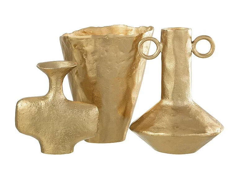 Jarrón irregular de aluminio dorado de 22.5x18x27 cm