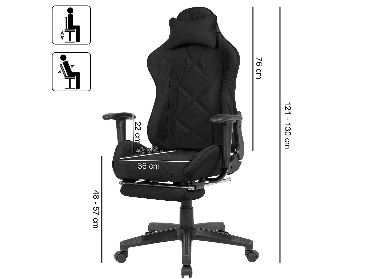 Gaming Schreibtischstuhl Büro Drehstuhl Stoff Stuhl 120 kg