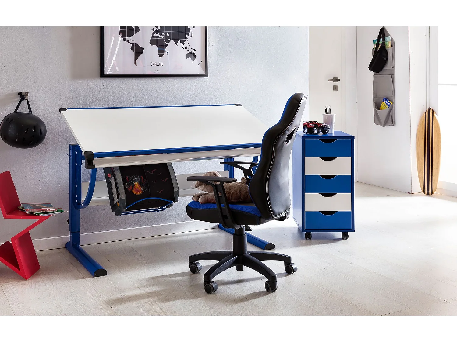 Chaise de bureau enfant Chaise pivotante Fauteuil Tissu Ergonomique