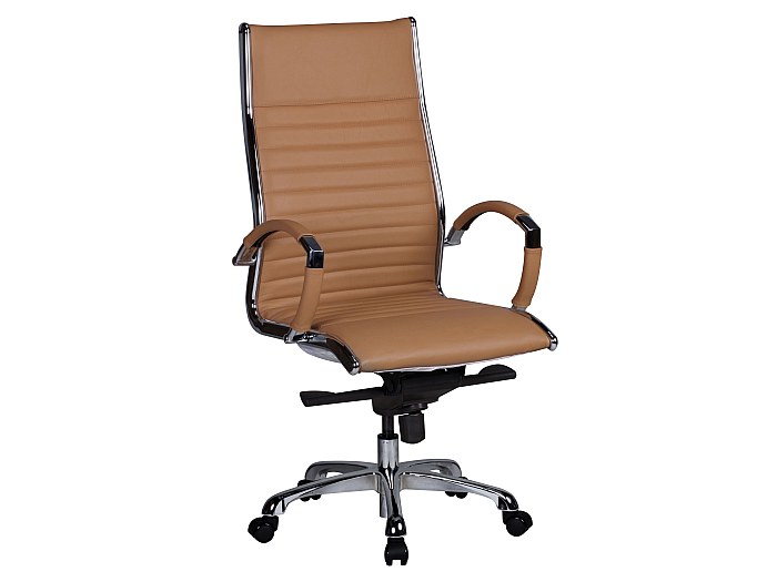 Design Bürostuhl Echt Leder mit Armlehnen Chefsessel gepolstert ...