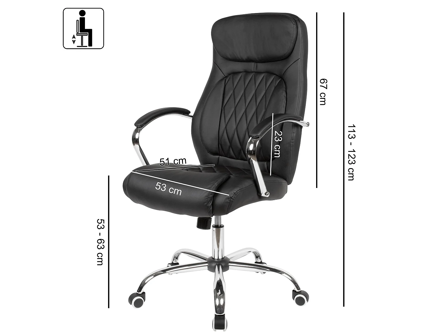 Schreibtischstuhl Kunstleder Schwarz Büro Drehstuhl Bürosessel 120 kg