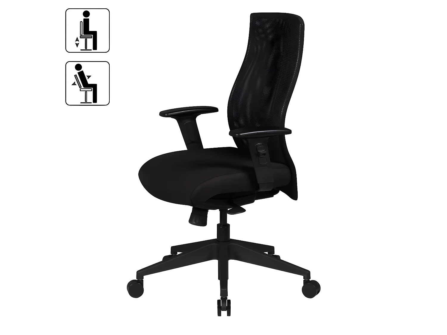 Schreibtischstuhl  Stoff Schwarz Drehstuhl Armlehne Büro Sessel Bürostuhl