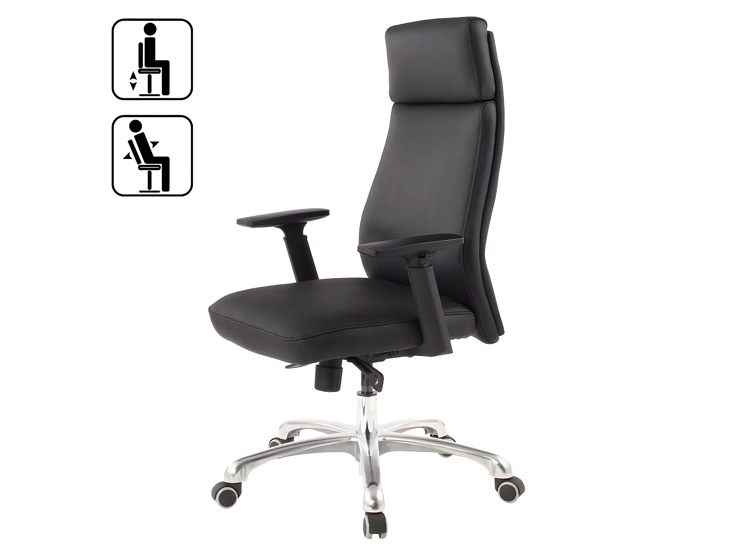 Bürostuhl Chefsessel PORTO Leder Schwarz Schreibtischstuhl Drehstuhl ergonomisch