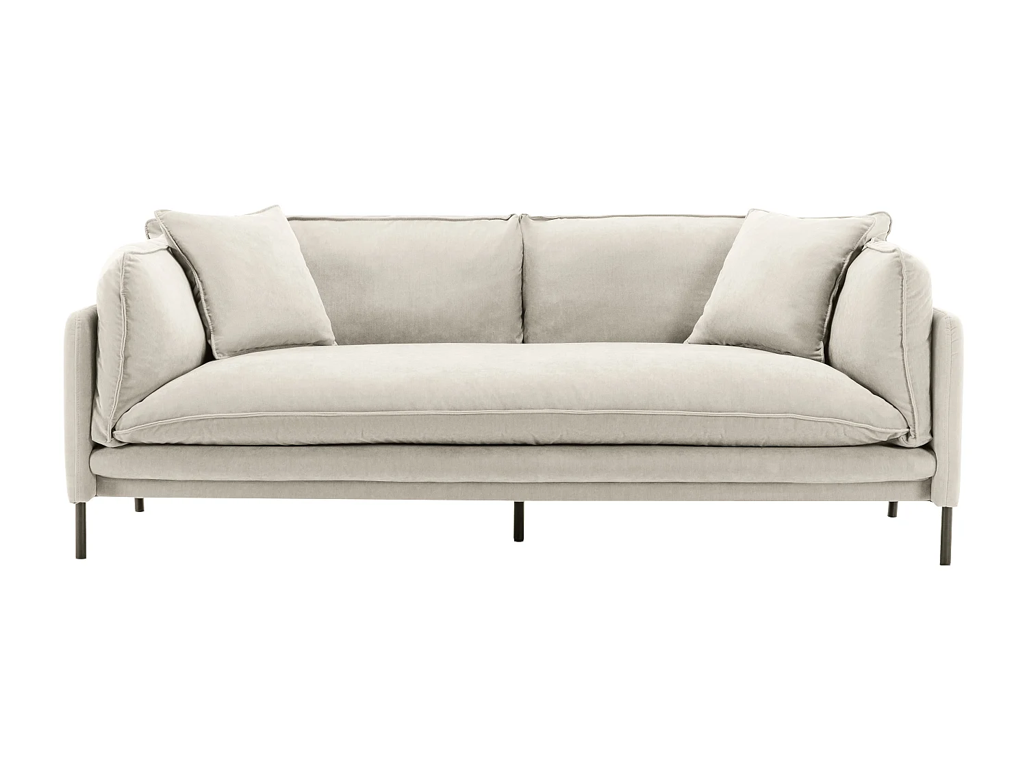 Driezitsbank van beige stof CORFINO