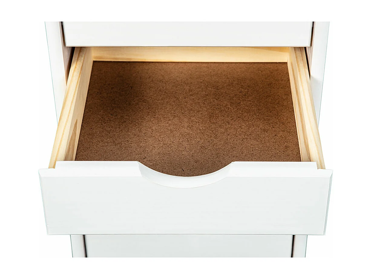 Simra Commode à roulettes, 6 tiroirs, blanc .