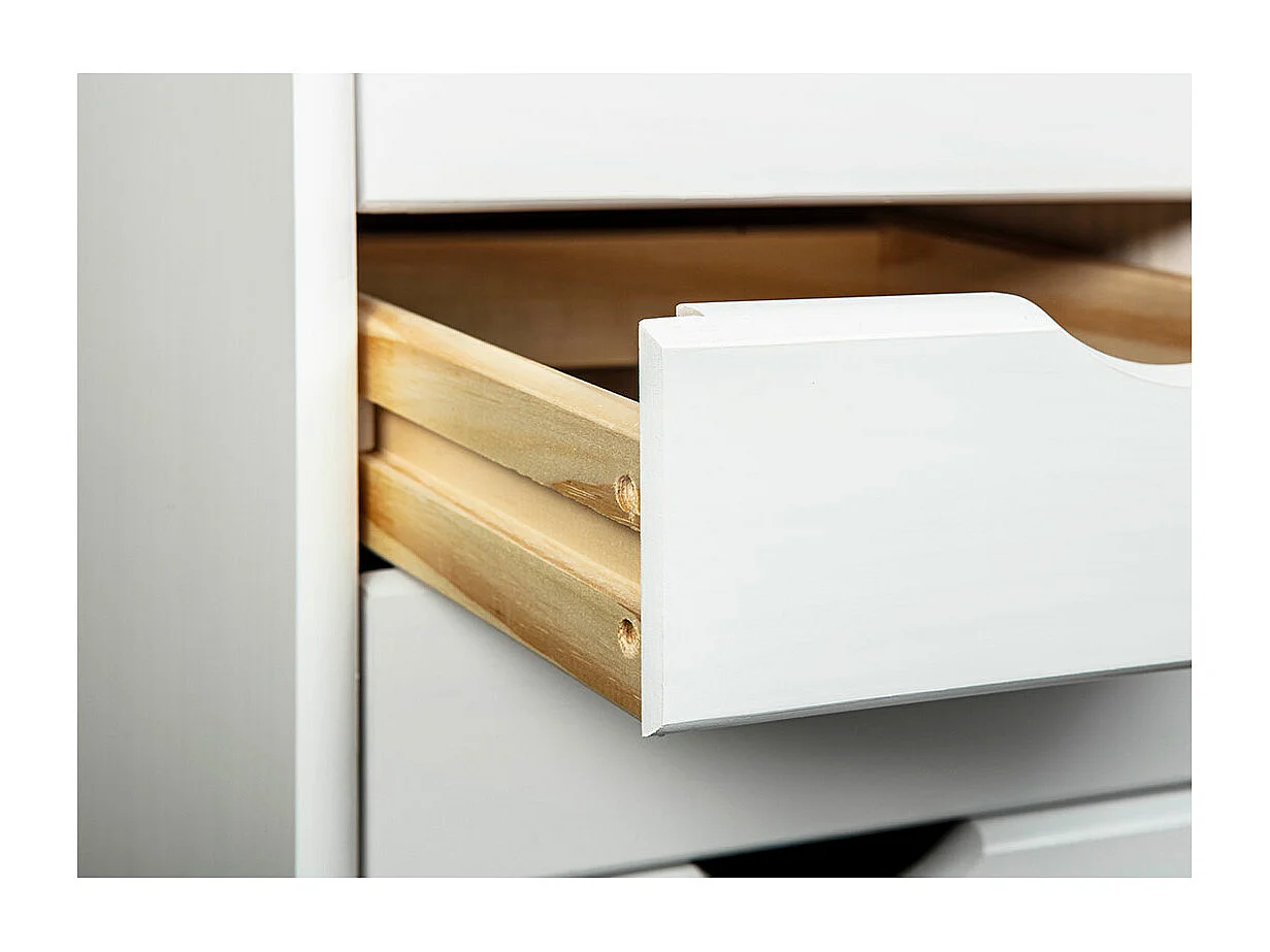 Simra Commode à roulettes, 6 tiroirs, blanc .