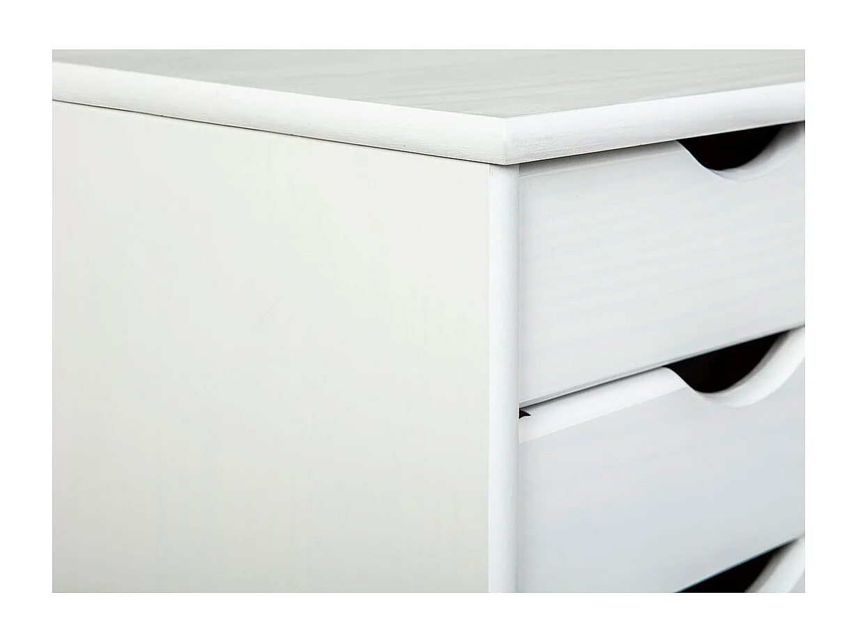 Simra Commode à roulettes, 6 tiroirs, blanc .