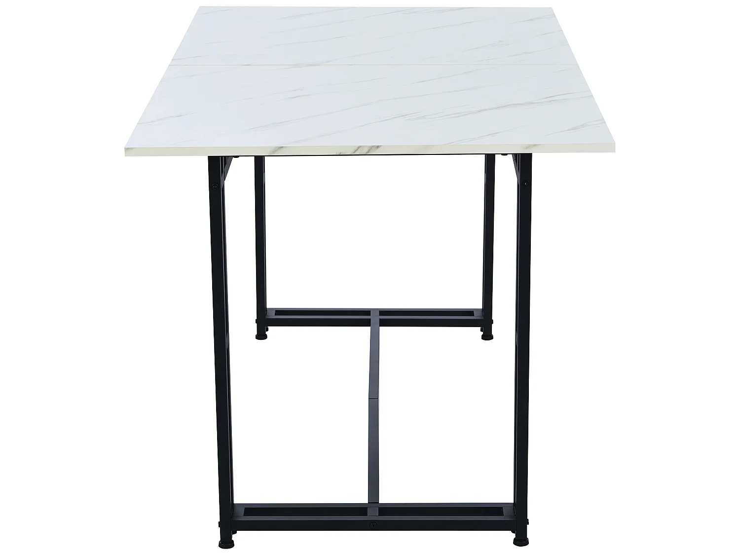 Tavolo da pranzo - piano effetto marmo - gambe in metallo nero - 140x80 cm - Bianco e nero