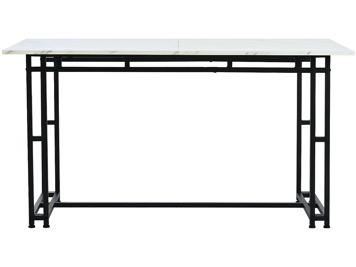 Tavolo da pranzo - piano effetto marmo - gambe in metallo nero - 140x80 cm - Bianco e nero