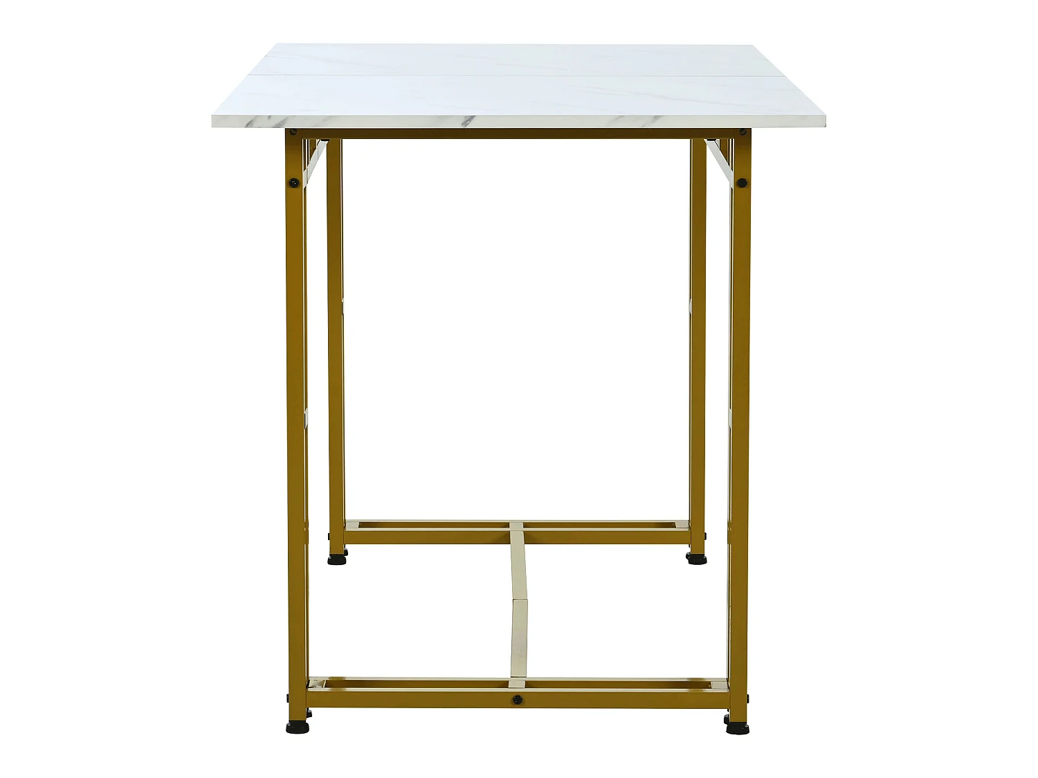 Table à manger - plateau effet marbre - pieds dorés en métal- 120x70cm - Blanc & Doré