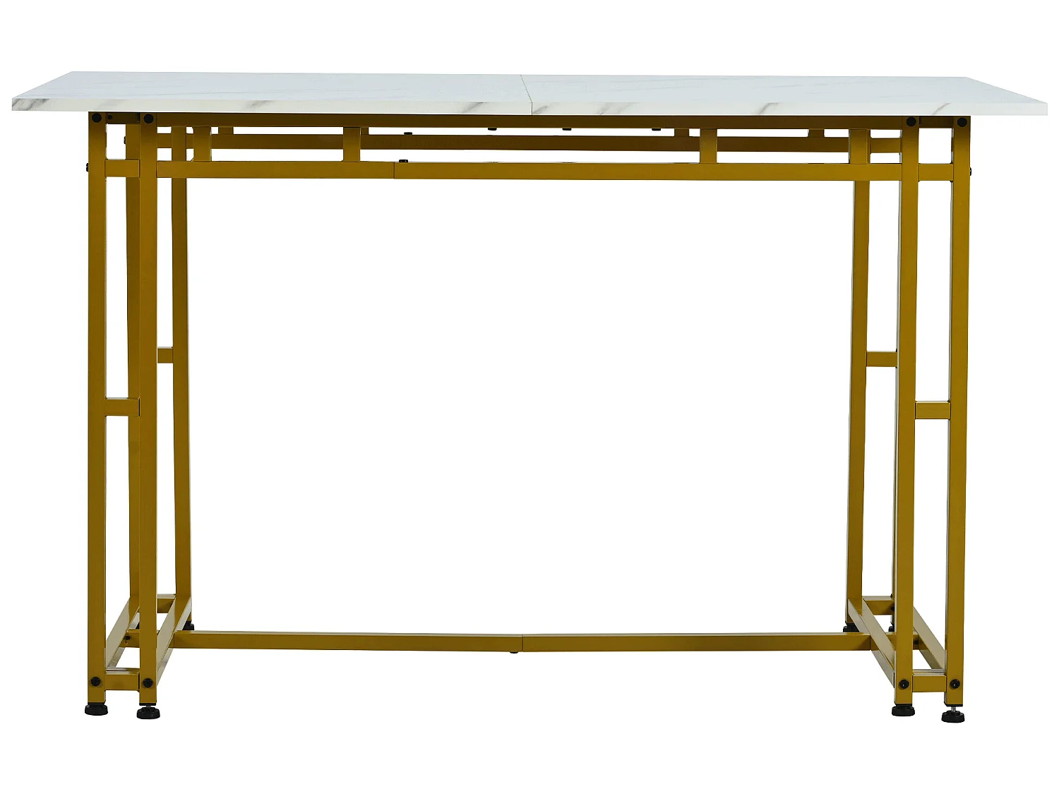 Eettafel - blad met marmer effect - gouden metalen poten - 120x70cm - Wit & Goud
