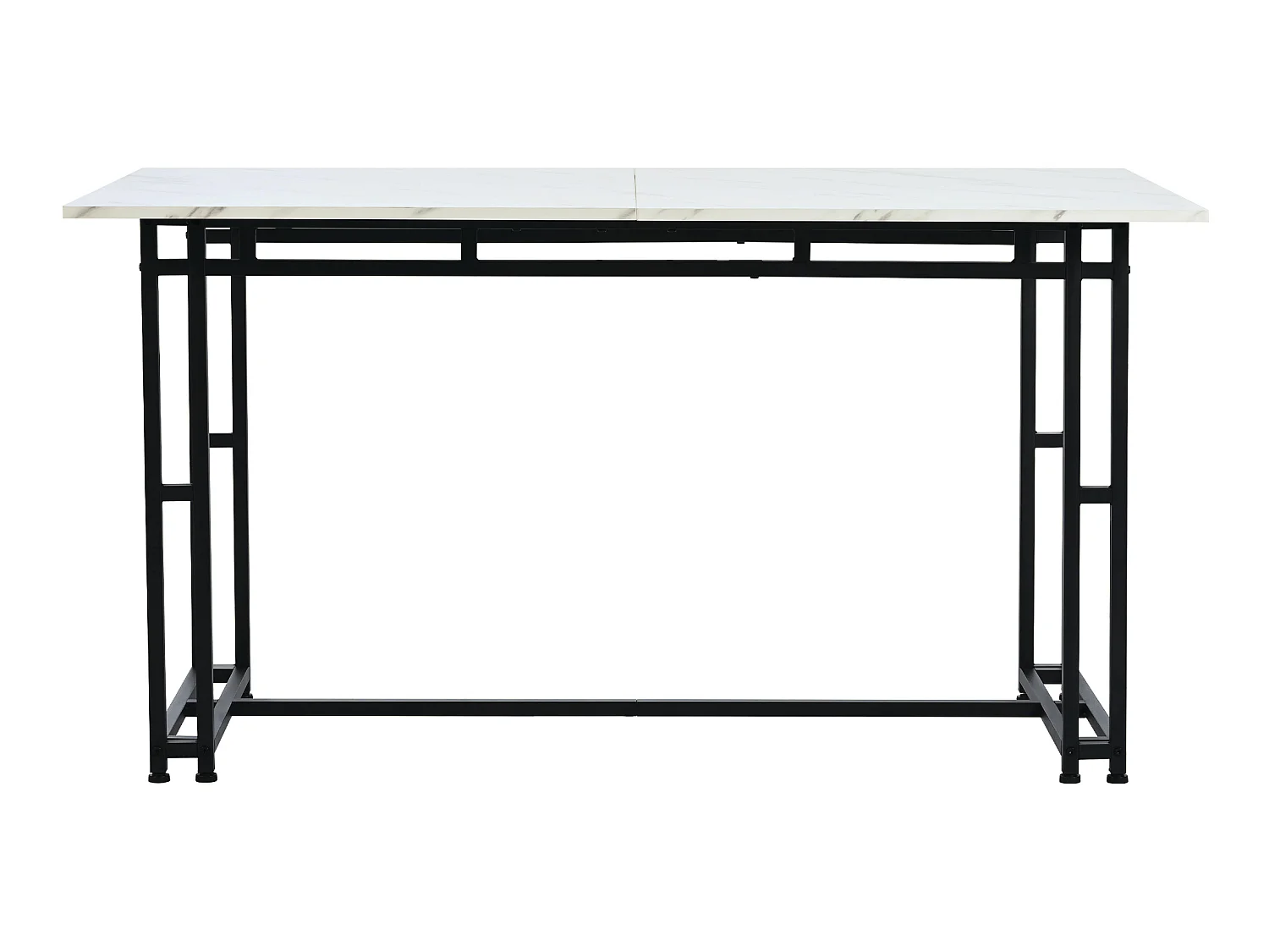 Esstisch – Platte mit Marmoreffekt – Beine aus schwarzem Metall – 120 x 70 cm – Weiß und Schwarz
