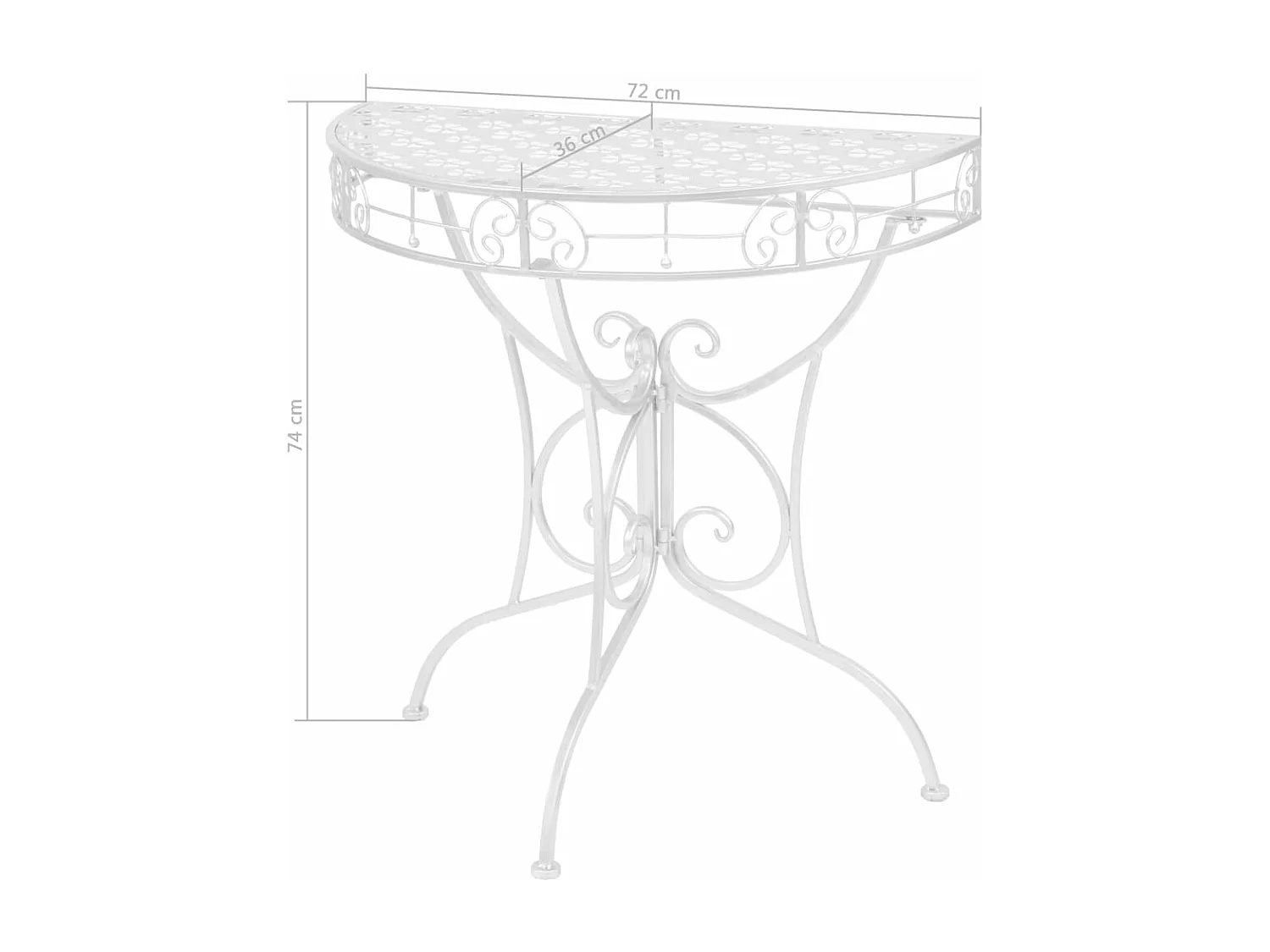 Table d'appoint Vintage Demi-ronde Métal 72x36x74 cm Argenté