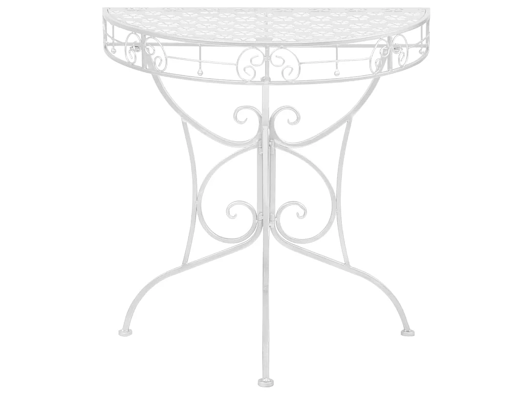Bijzettafel vintage stijl half rond 72x36x74 cm metaal zilver