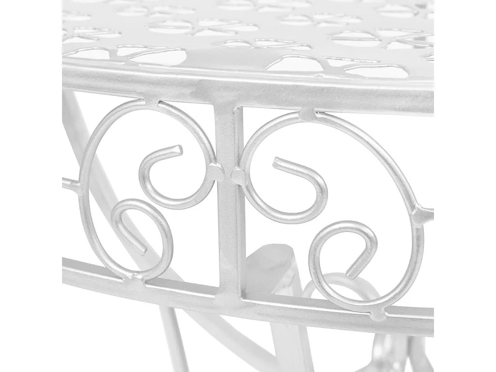 Bijzettafel vintage stijl half rond 72x36x74 cm metaal zilver
