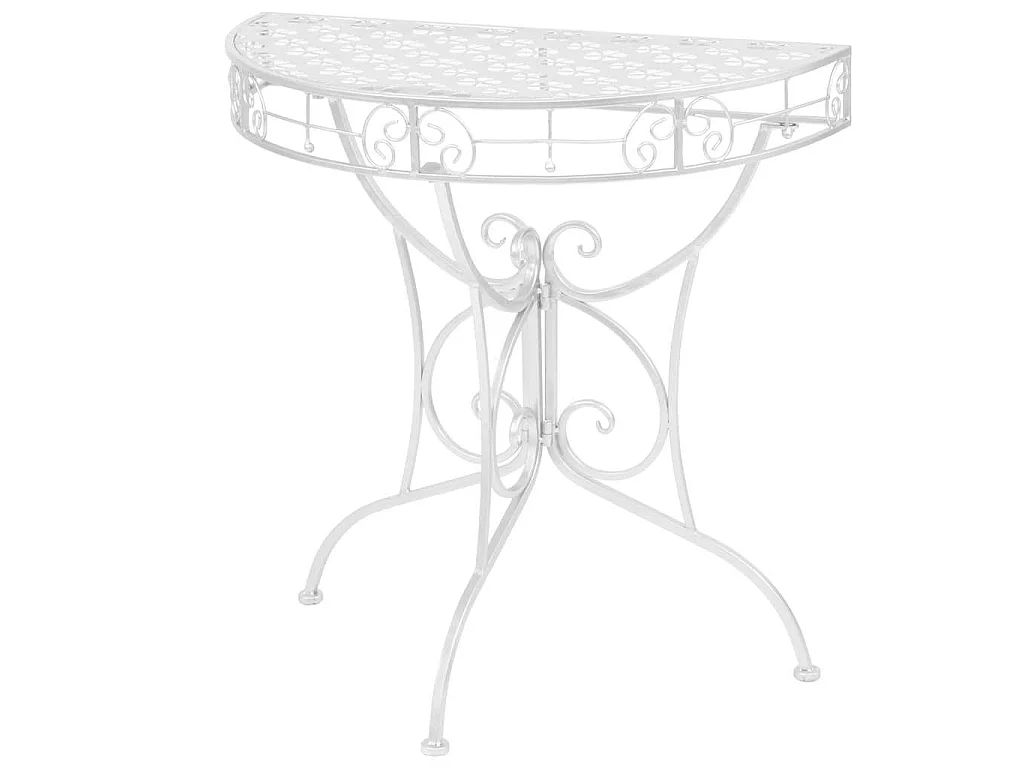 Tavolino Vintage in Metallo Semicircolare 72x36x74 cm Argento