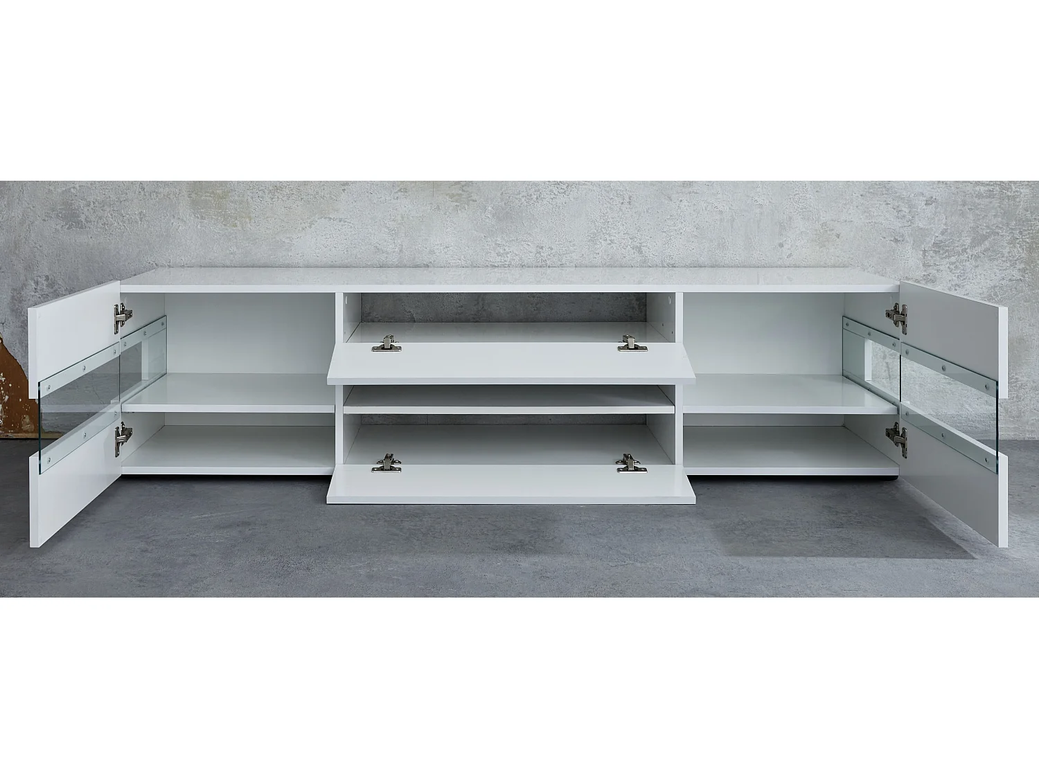 Meuble TV - Mélaminé - Blanc - 169 - 43 - 43,5 cm