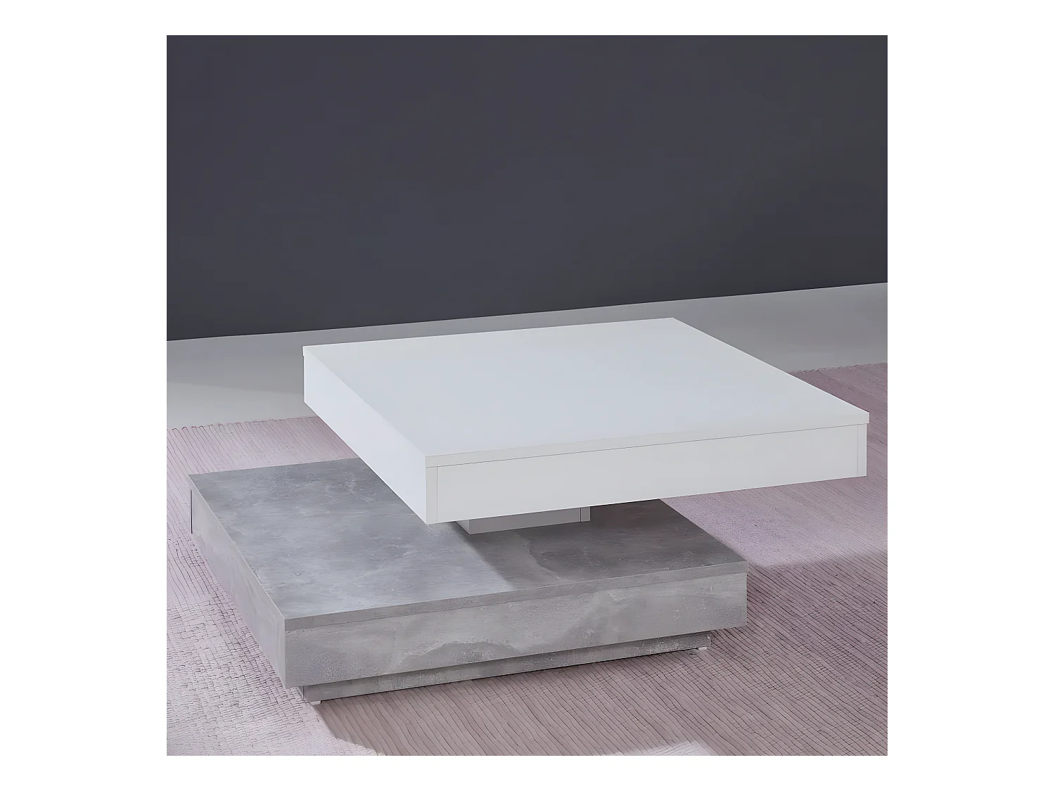 Table basse Universal CT-119 Gris béton et blanc