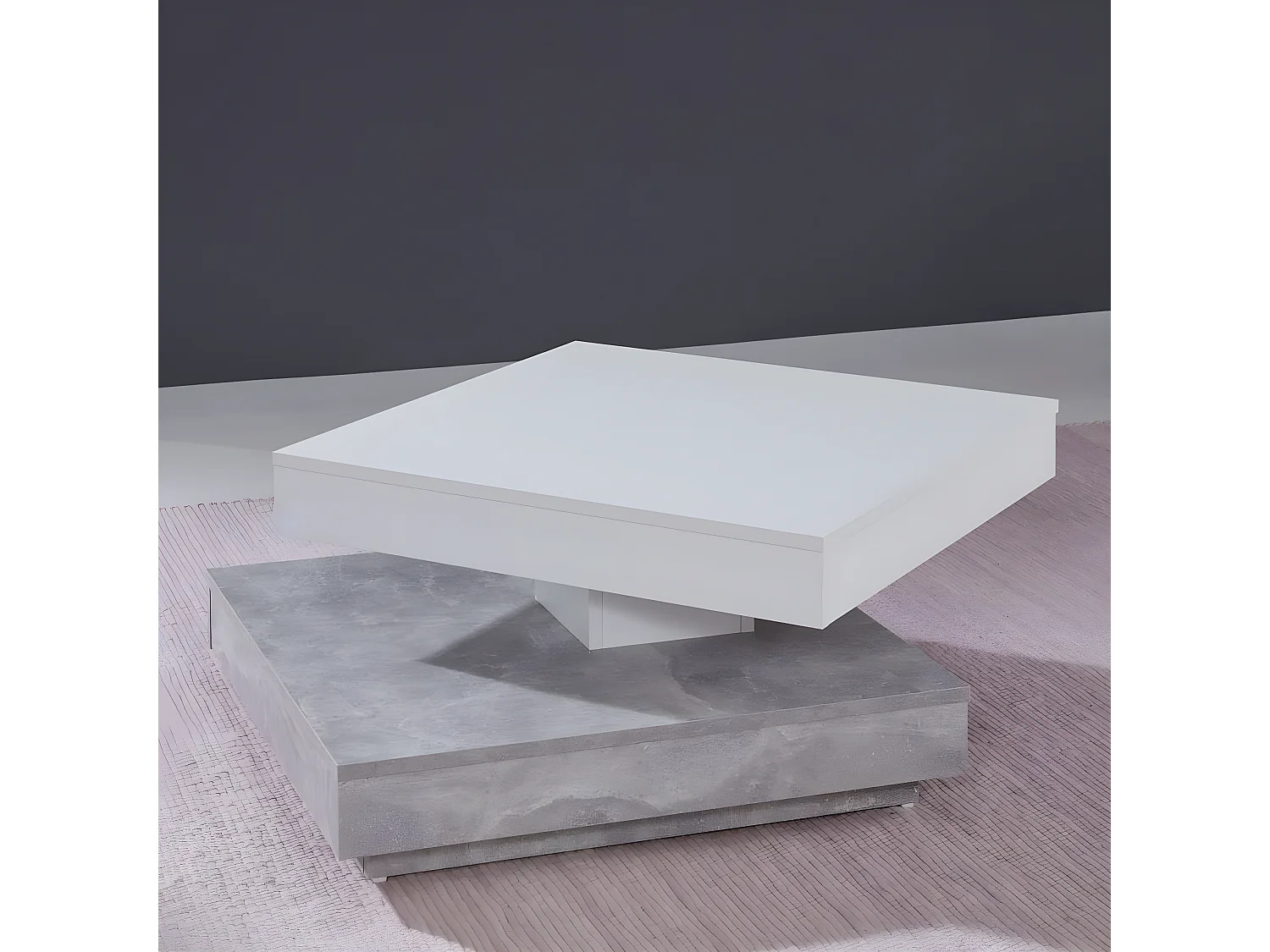 Table basse Universal CT-119 Gris béton et blanc